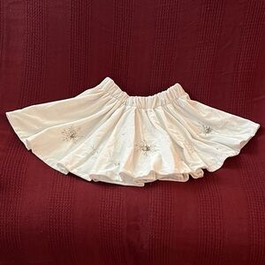 Chic White Skater Skirt with Floral Embroidery